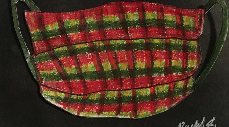 “My design for Santa's mask was inspired by the warm comfort that Christmas brings to many; it is a homemade plaid mask with red and green that I'm sure he would love to wear,” says Rachel Saine, a junior at Dayton Regional STEM School. CONTRIBUTED