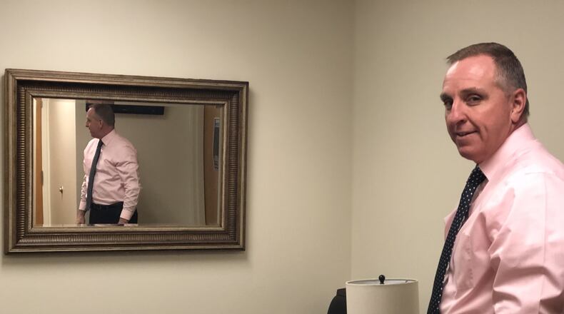 Dayton police Major Brian Johns, commander of investigations and administrative services, stands in the new “soft room” of the special victims unit. The room has been redone to be more comfortable and relaxing to try to put victims of sex crimes at ease during interviews. CORNELIUS FROLIK / STAFF