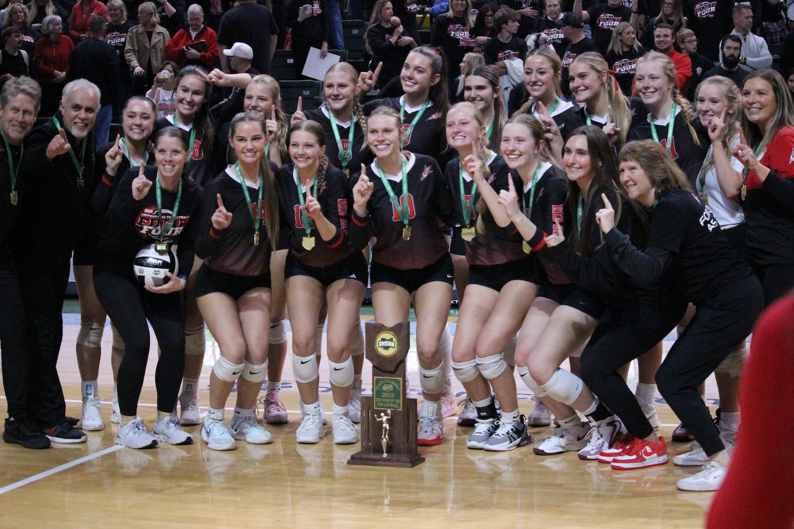 The Tippecanoe High School girls volleyball team beat Bloom-Carroll 3-0 on Saturday night at Wright State University to win their first-ever state championship in school history. HENRY S. CONTE / CONTRIBUTED PHOTO