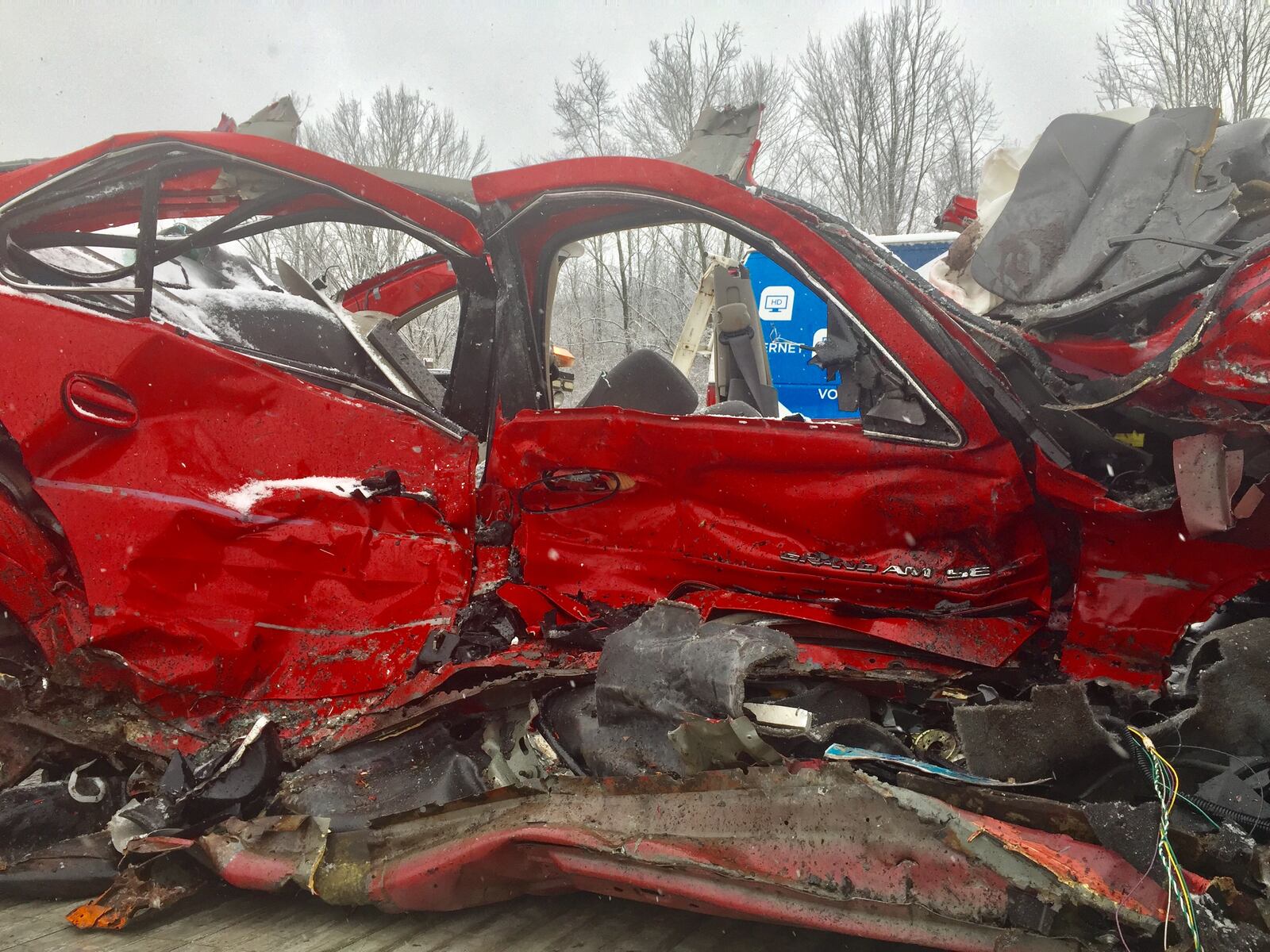 Shelby County Sheriff's deputies said icy roads were a factor in a crash Dec. 23, 2017, that killed an 18-year-old driver of a car involved in a collision with a Spectrum cable company van near Sidney, Ohio.