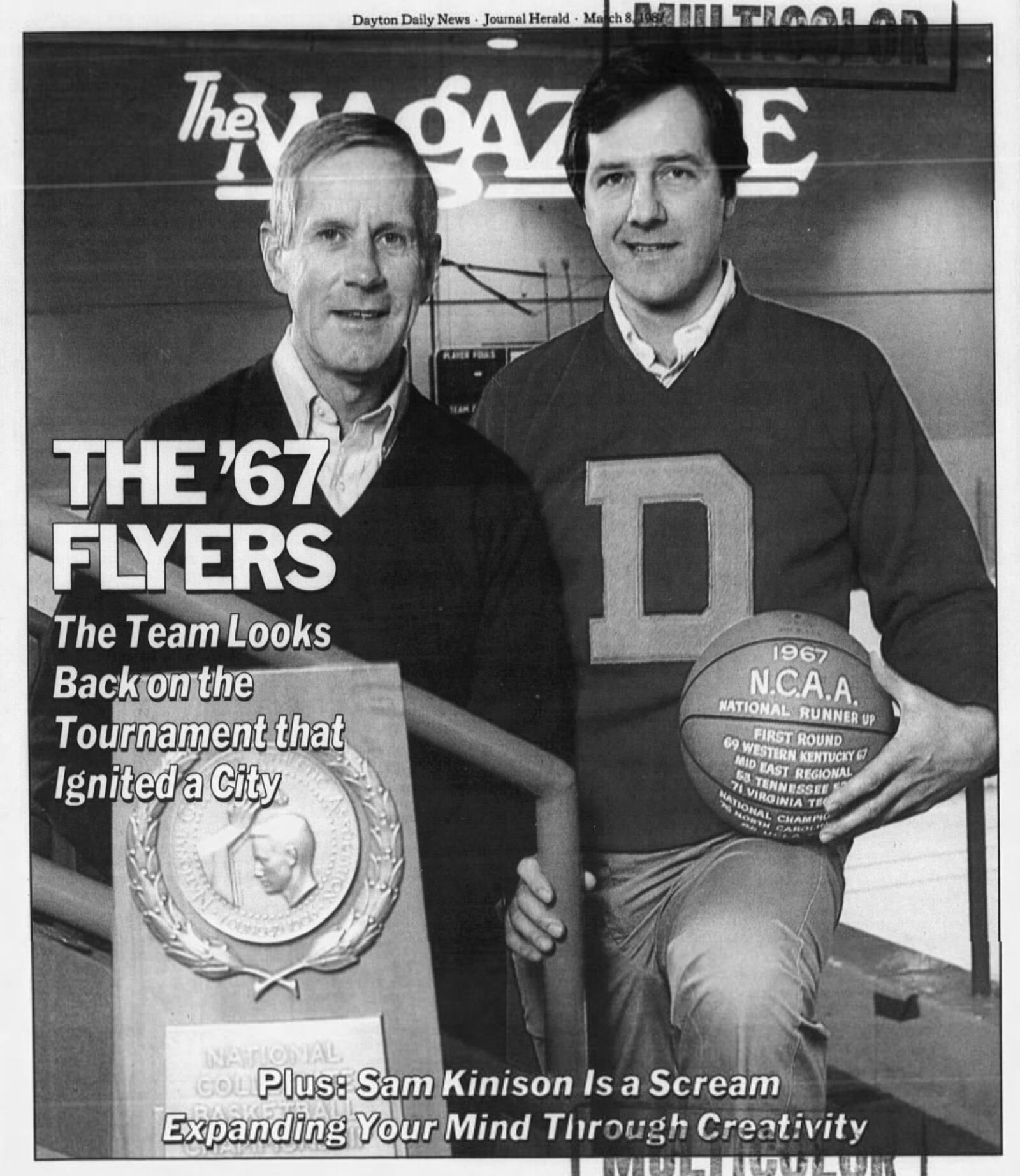 The March 8, 1987, cover of The Magazine, a Dayton Daily News production, featured Dayton men's basketball coach Don Donoher, left, and Don May, the star of the 1967 team, 20 years after the team's run to the NCAA championship game.