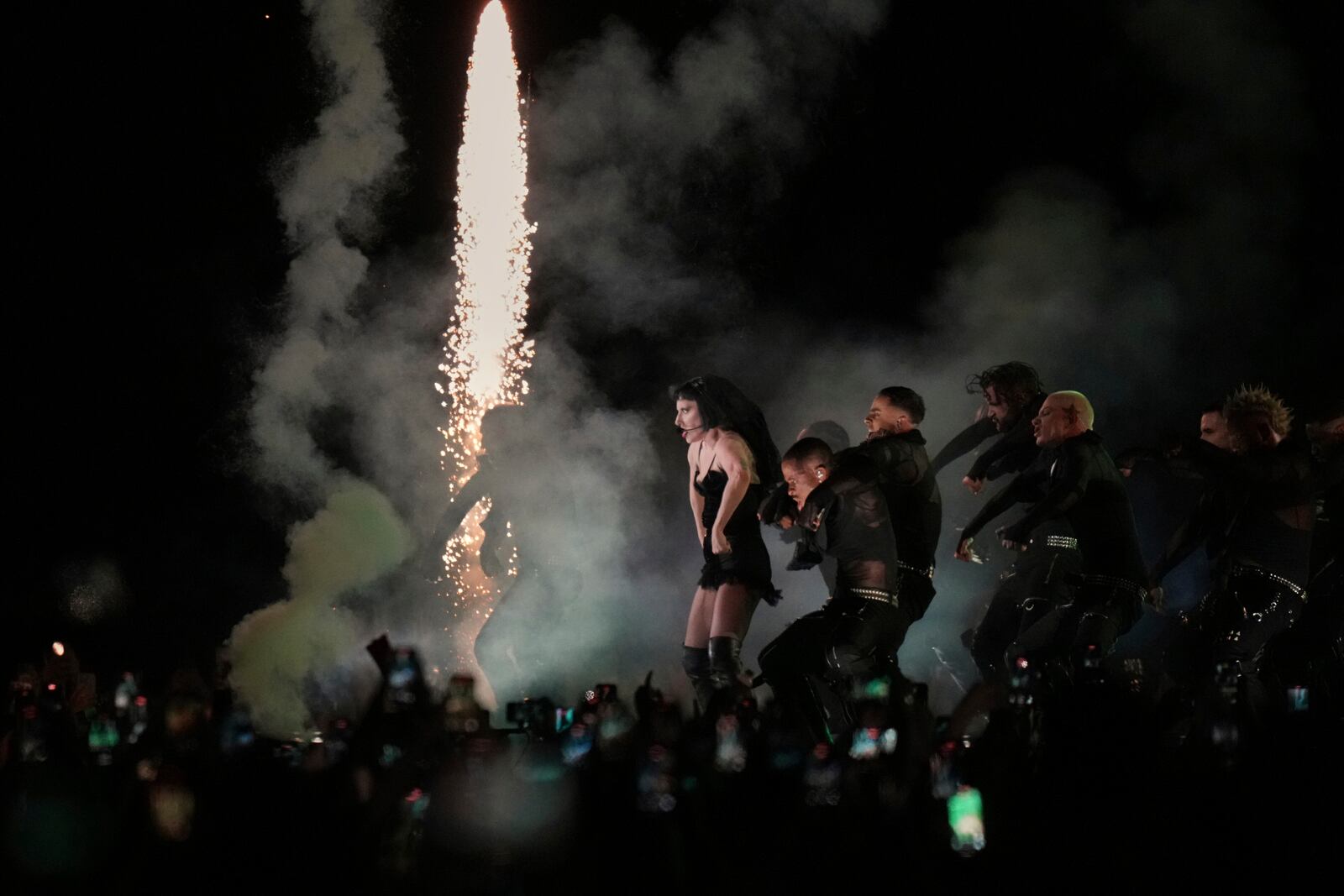Lady Gaga performs during her free concert on Copacabana Beach in Rio de Janeiro, Saturday, May 3, 2025. (AP Photo/Silvia Izquierdo)