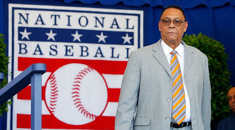 COOPERSTOWN, NY - JULY 24: Hall of Famer Tony Perez is introduced at Clark Sports Center during the Baseball Hall of Fame induction ceremony on July 24, 2016 in Cooperstown, New York. (Photo by Jim McIsaac/Getty Images)
