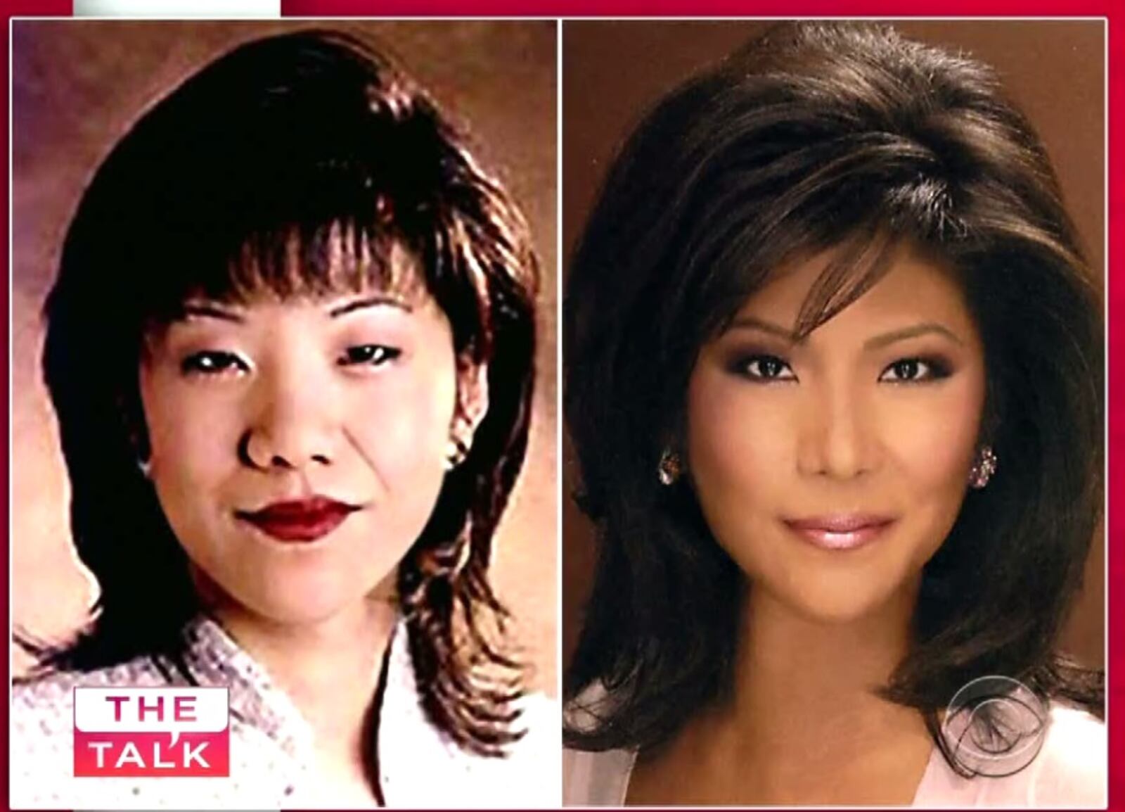 Former WDTN reporter Julie Chen before and after receiving plastic surgery to make her eyes look less Asian.