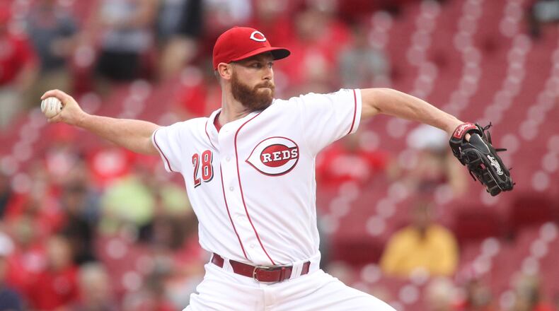 Reds starter Anthony DeSclafani pitches against the Marlins on Tuesday, Aug. 16, 2016, at Great American Ball Park in Cincinnati. DAVID JABLONSKI / STAFF