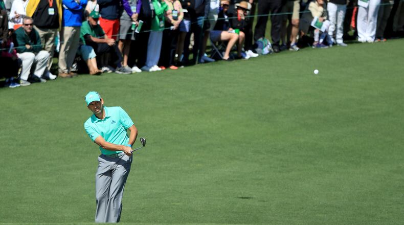 Sergio Garcia of Spain plays a shot on the second hole during the first round of the 2018 Masters Tournament at Augusta National Golf Club on April 5, 2018 in Augusta, Georgia. (Photo by Andrew Redington/Getty Images)