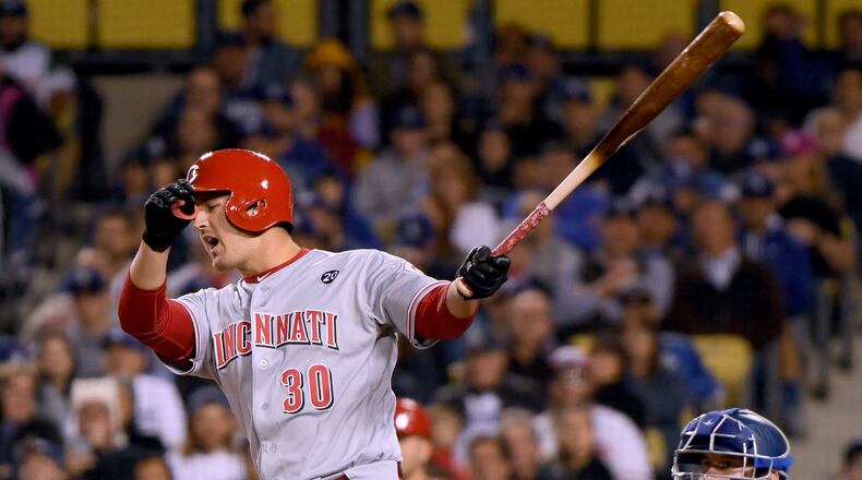 LOS ANGELES, CALIFORNIA - APRIL 16:  Tyler Mahle #30 of the Cincinnati Reds reacts to his strikeout with the bases loaded to end the fourth inning at Dodger Stadium on April 16, 2019 in Los Angeles, California. (Photo by Harry How/Getty Images)