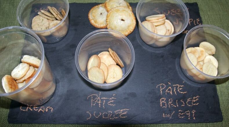 A selection of samples of pie crusts prepared by Chef Larkin Rogers during a class at the Countryside Conservancy offices in Boston Township, Ohio. (Katie Byard/Akron Beacon Journal/TNS)