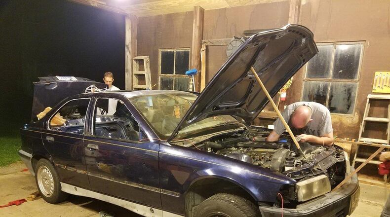 With technical expertise and a fresh coat of paint, researchers from the Air Force Research Laboratory Materials and Manufacturing Directorate Materials Integrity Branch transformed a 1992 BMW 325 into a racecar for the 24 Hours of LeMons event in South Haven, Michigan, Oct. 14-15. (U.S. Air Force photo/Nicholas Jacobs)