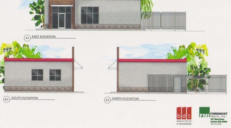 Initial designs of the Strawberry Fields pot dispensary planned for 333 Wayne Ave. CONTRIBUTED