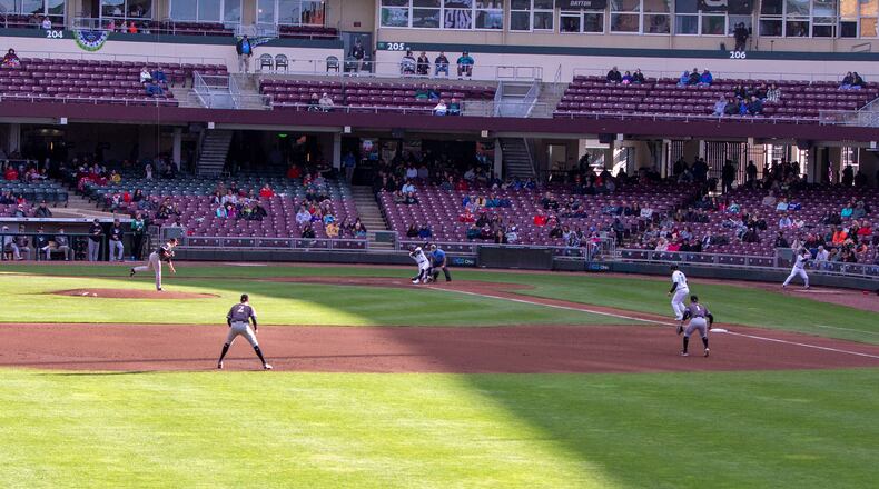 The Dragons play the Quad Cities River Bandits at DayAIr Ballpark on Saturday, May 29, 2021. Jeff Gilbert/CONTRIBUTED