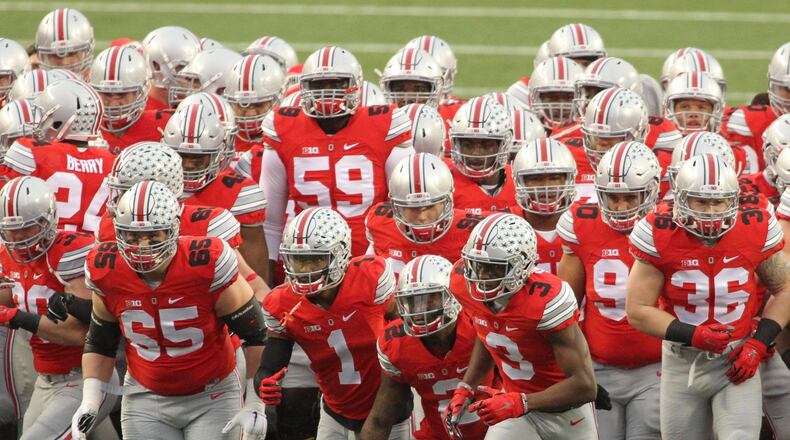Ohio State players get ready for a game against Michigan State on Saturday, Nov. 21, 2015, at Ohio Stadium in Columbus. DavidJablonski/Staff