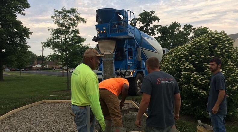 Vandalia Farmer’s Market adds a new cement slab for entertainment that is closer than the gazebo that was previously used. CONTRIBUTED.