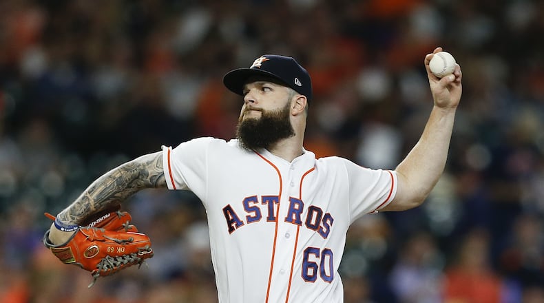 HOUSTON, TX - SEPTEMBER 19: Dallas Keuchel #60 of the Houston Astros pitches in the first inning against the Seattle Mariners at Minute Maid Park on September 19, 2018 in Houston, Texas. (Photo by Bob Levey/Getty Images)