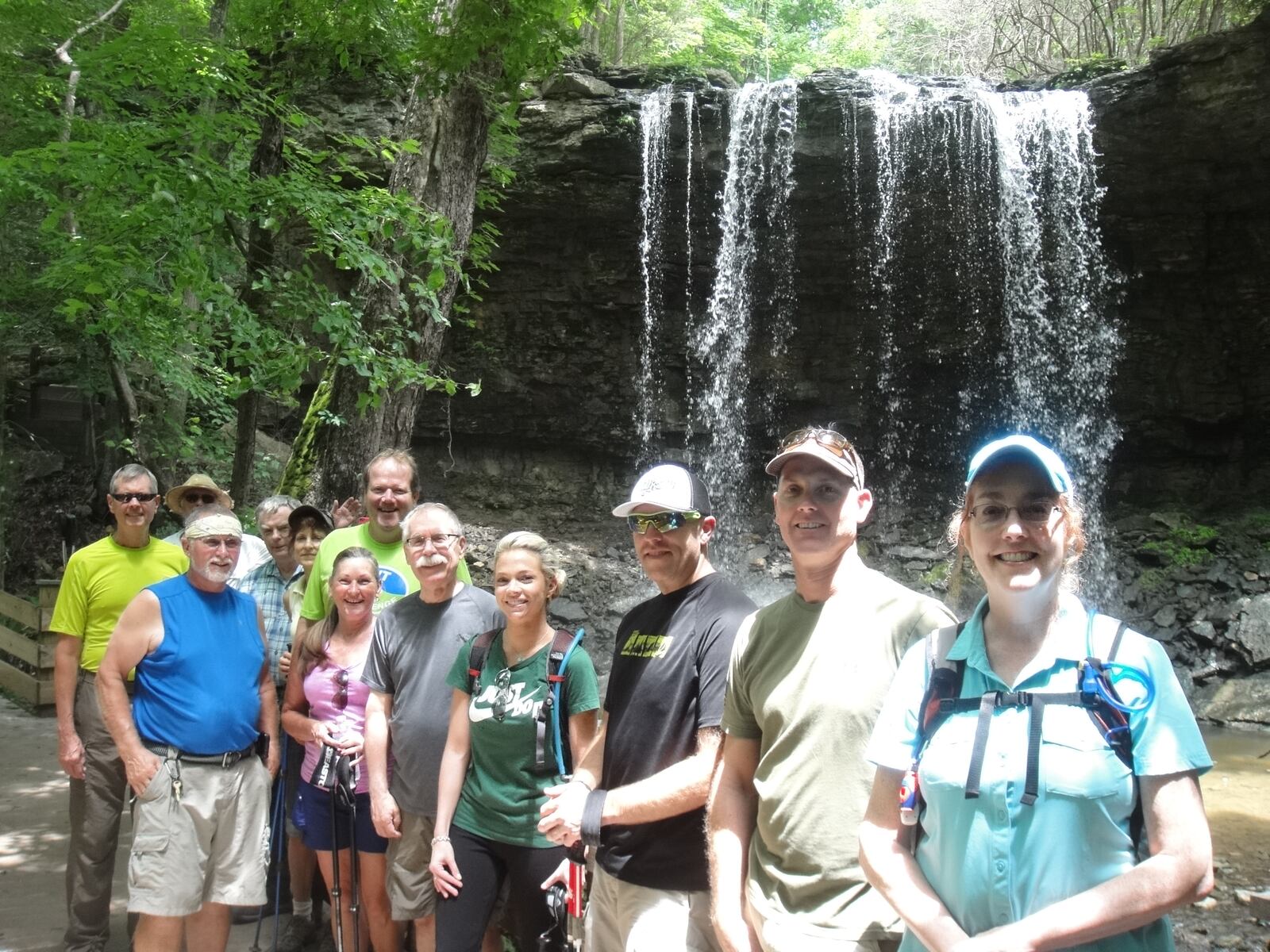 Ken Rosenzweig of Oakwood sent in this photo of hikers with the group Metro Dayton Hikers at a waterfall at Charleston Falls Preserve in Bethel Twp., Miami County, on June 21.
