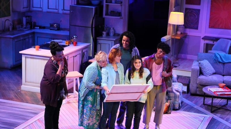 Left to right: Joy Lynn Jacobs (Alicia), Sally Mayes (Elaine), Kristin Stokes (Beverly), Dan Domenech (Rick), Madison Kopec (Emma), and Christian Kidd (Tyler) in the Human Race Theatre Company's production of "Indigo." PHOTO COURTESY OF SCOTT J. KIMMINS