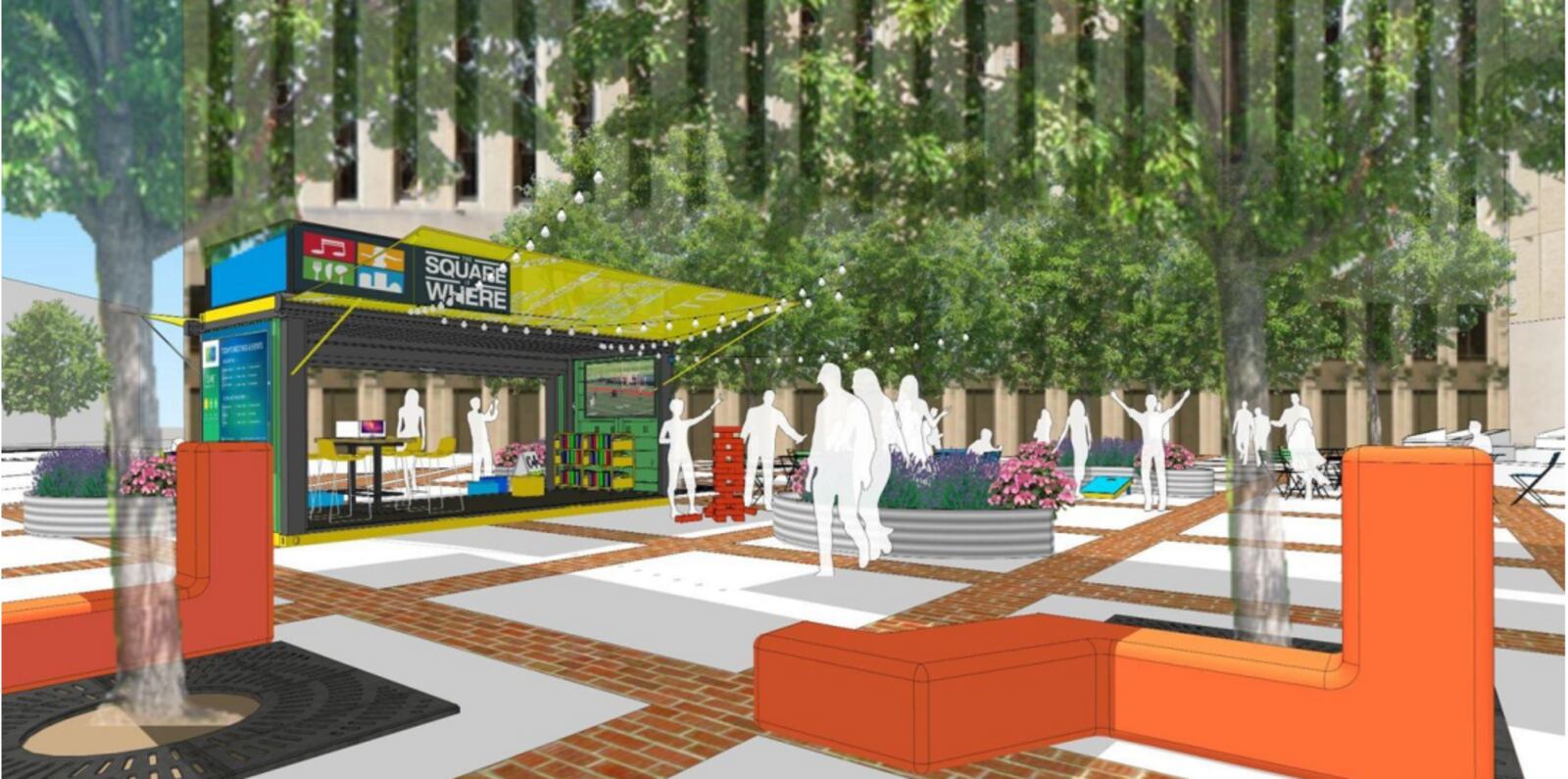 Courthouse Square will see a new addition before the start to summer. Graphic provided by the Downtown Dayton Partnership.