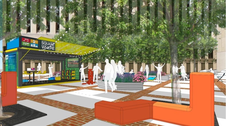 Courthouse Square will see a new addition before the start to summer. Graphic provided by the Downtown Dayton Partnership.