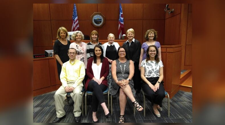 The nine new CASA volunteers promising to speak up for the best interest of children who are under the court’s protective supervision due to abuse, neglect, domestic violence, parental drug addiction or abandonment are Beverly Blevins, Jayne Davidson, Megan Eastman, Connie Girard, Shane Reifsteck, Carol Schaber, Susan Johnson, Diane Neilson and Alyssa Weisman. They were sworn in by Judge Kathleen Romans.