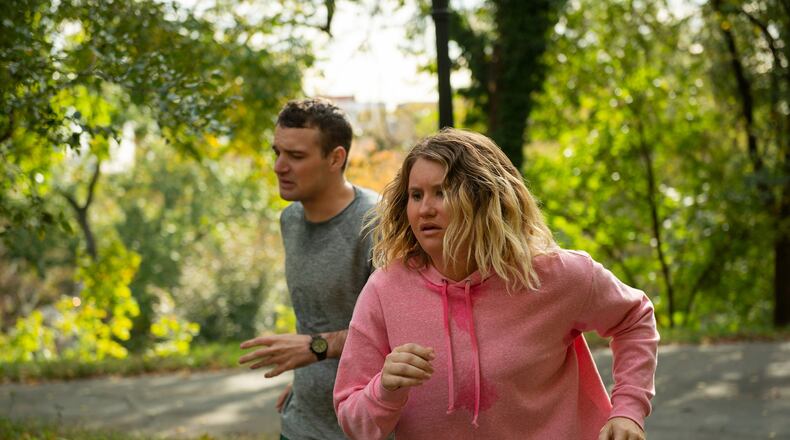 Micah Stock and Jillian Bell in “Brittany Runs a Marathon.” ANNA KOORIS/AMAZON STUDIOS