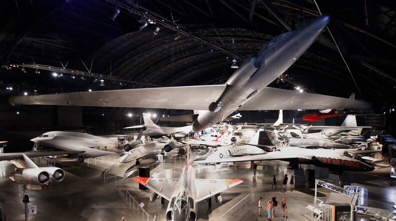 Lockheed U-2A hangs from the ceiling of the National Museum of the U.S. Air Force.   TY GREENLEES / STAFF