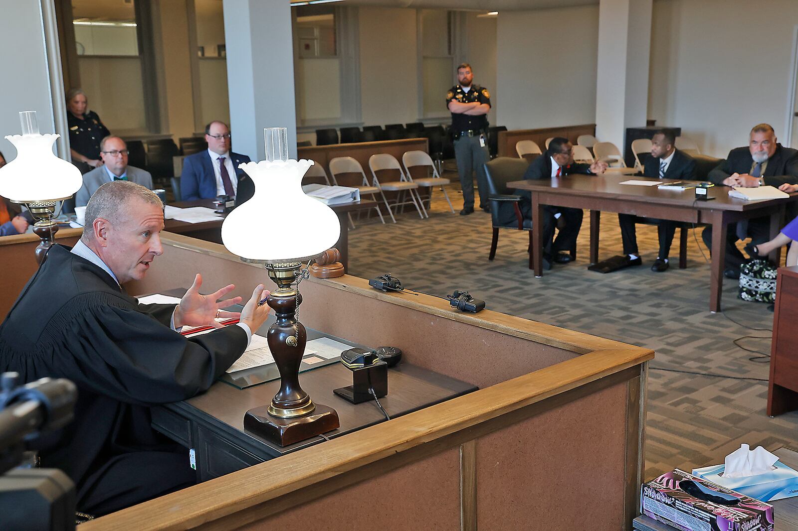 Judge Douglas Rastatter, left, gives instructions to the jury following jury selection for Hermanio Joseph trial. BILL LACKEY/STAFF