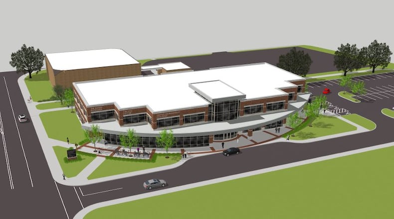 A rendering of the new office building the University of Dayton plans to build on South Main Street. Rendering by Roll & Associates. Contributed.