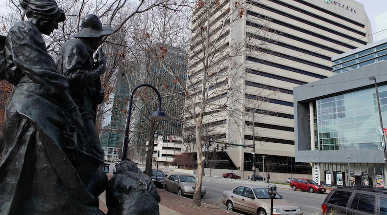 FILE - The Omaha World Herald building is seen in downtown Omaha, Neb. Nov. 30, 2011. (AP Photo/Nati Harnik, File)