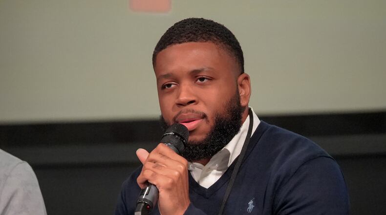 Jamaal Durr, a 2025-2026 Artist Opportunity Grant recipient, was among the panelists of the EPIC Inspires arts symposium Feb. 28, 2025 at the Dayton Arcade. Photo credit: @ScottyDfoto