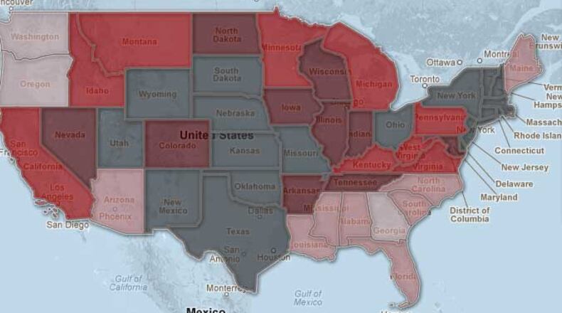 Eighteen states, including Ohio, tied or set records for average annual temperature in 2012. Ten more saw their second-hottest years. Click to view top 10 hottest years on record per state.