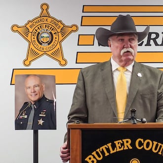 A Butler County Sheriff’s deputy was stabbed Thursday in the back while responding to a fire call, Sheriff Richard Jones said. Nick Graham / STAFF