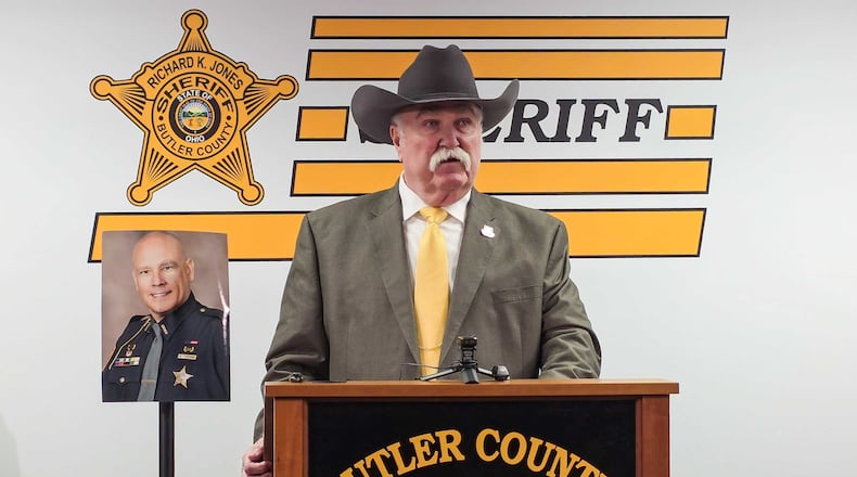 A Butler County Sheriff’s deputy was stabbed Thursday in the back while responding to a fire call, Sheriff Richard Jones said. Nick Graham / STAFF