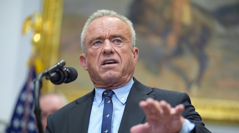 Secretary of Health and Human Services, Robert F. Kennedy, Jr., speaks during an event on prescription drug prices in the Roosevelt Room of the White House, Friday, Dec. 19, 2025, in Washington. (AP Photo/Evan Vucci)