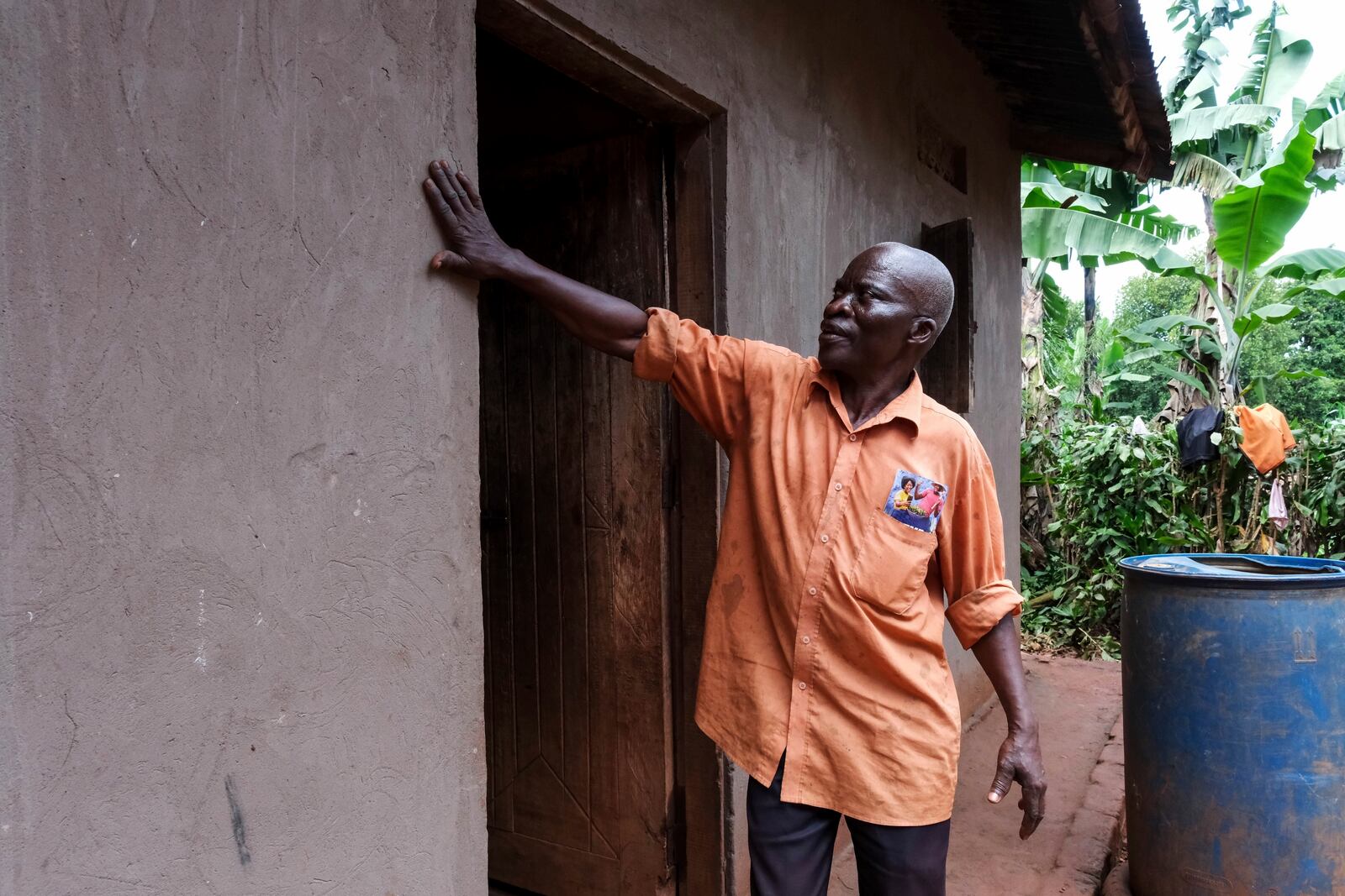 Simon Tigawalana shows some of EarthEnable's work on his home on May 16, 2025, in Jinja, Uganda. (AP Photo/Hajarah Nalwadda)