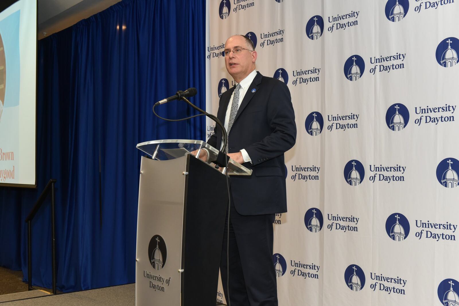 The key force behind the remembrance of Roger Brown has been University of Dayton President Eric Spina. Tom Archdeacon/CONTRIBUTED