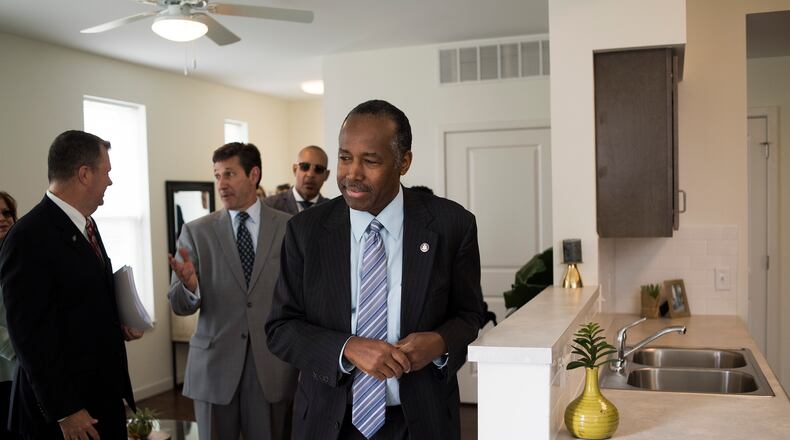 Ben Carson, the secretary of Housing and Urban Development, tours a unit at the Columbus Choice Neighborhood in Columbus in 2017. (Ty Wright/The New York Times)