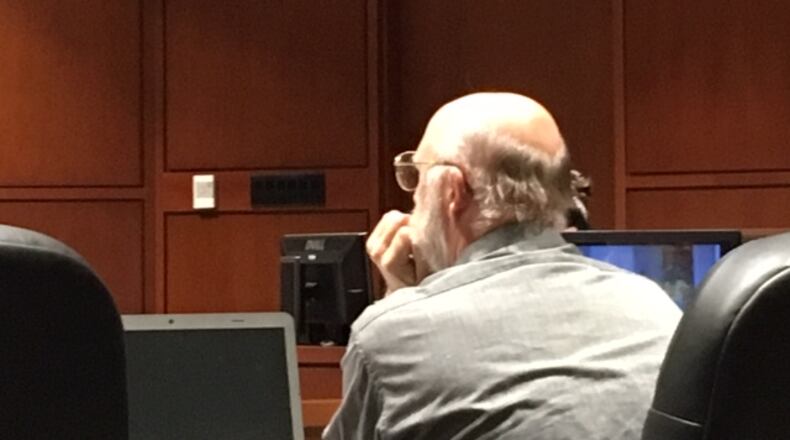 Ronald Rowland of Carlisle listens to testimony Monday in Warren County Common Pleas Court during his rape trial. LAUREN PACK/STAFF