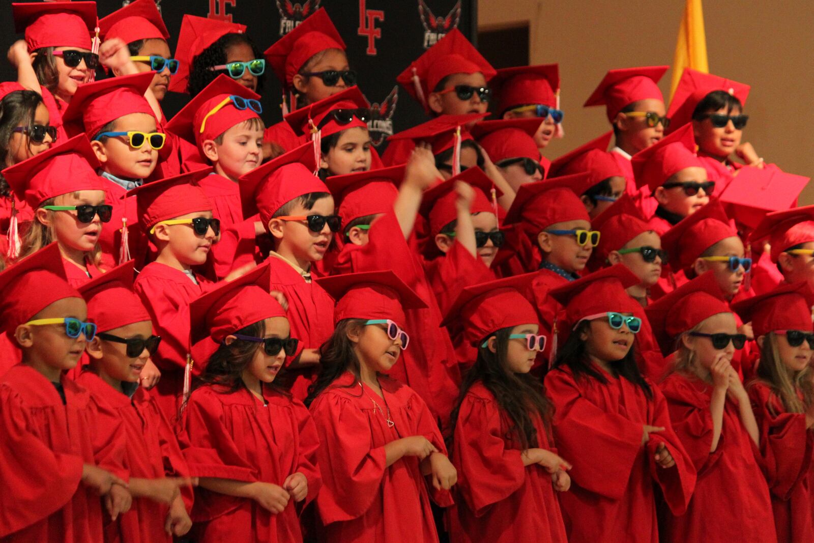 Kindergartners perform during their graduation during a ceremony at the Loving Elementary School in Loving, New Mexico, on Tuesday, May 20, 2025. (AP Photo/Susan Montoya Bryan)