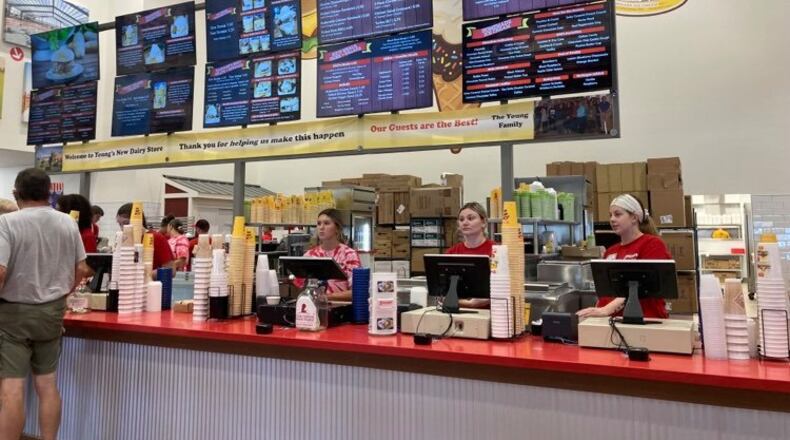 A steady stream of early customers began at 10 a.m. on Aug. 26 inside the new Young's Jersey Dairy facility situated directly behind what has been the dairy barn just outside of Yellow Springs since 1968.