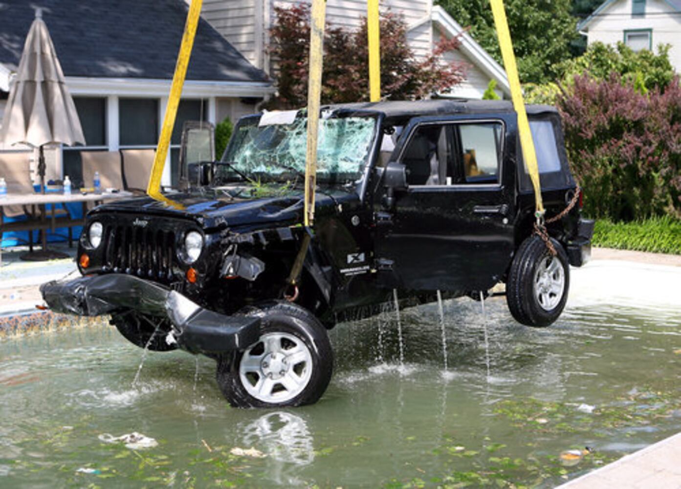 Jeep driven into pool
