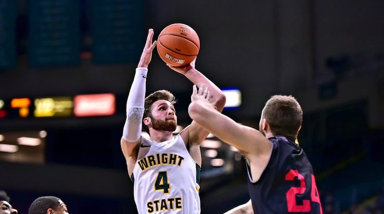 Wright State’s Alan Vest puts up a shot during Sunday’s game vs. IUPUI at the Nutter Center. Joseph Craven/CONTRIBUTED