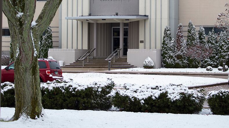 Snow lightly covers the front lawn of the Air Force Materiel Command headquarters building Dec. 1, on Wright-Patterson Air Force Base. U.S. AIR FORCE PHOTO/R.J. ORIEZ