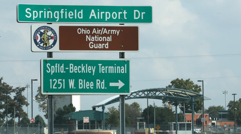 The entrance to the Springfield Air/Army National Guard base on West Blee Road in Clark County. BILL LACKEY/STAFF