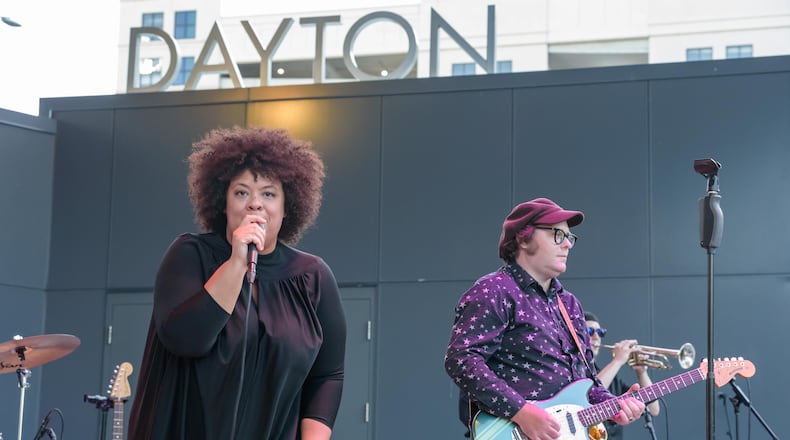 Brooklyn, New York-based soul-blues band Chambers DesLauriers played a free concert at Levitt Pavilion in downtown Dayton on Saturday, Aug. 2, 2025, as part of the venue’s summer concert series in celebration of the Downtown Dayton Partnership’s annual Art in the City event. Dayton’s own Heather Redman & the Reputation opened the show. TOM GILLIAM / CONTRIBUTING PHOTOGRAPHER