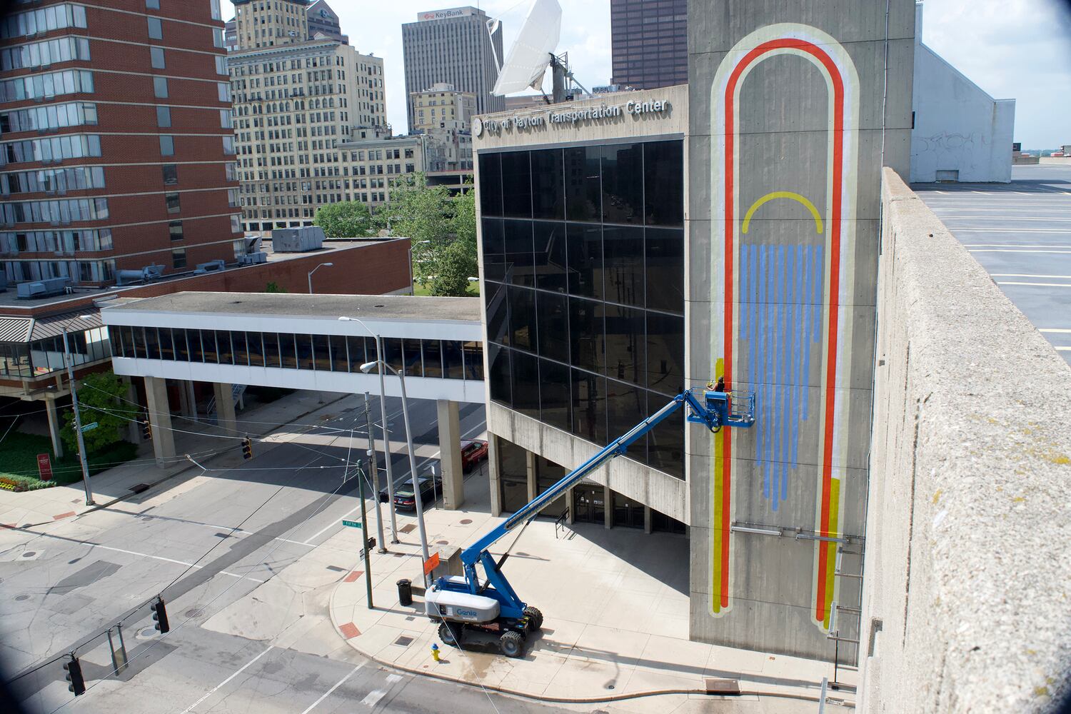 PHOTOS: New vibrant mural design energizes Dayton Transportation Center Garage