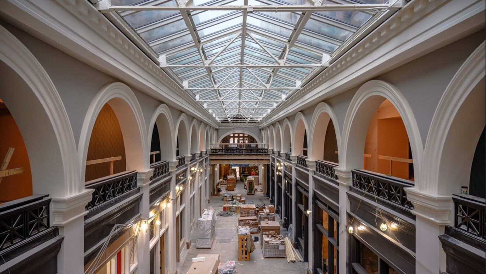 A photo of work at the north end of the Dayton Arcade. Photo courtesy of Cross Street Partners/Kevin L. Myers.