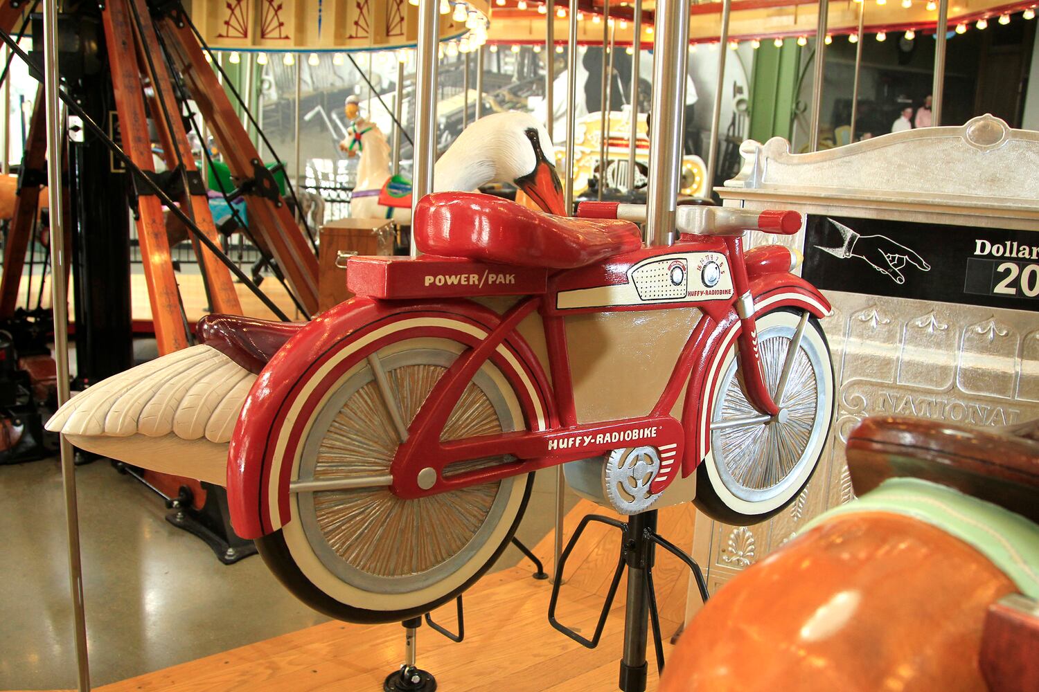 The Carousel of Dayton Innovation, at Carillon Historical Park, is a whimsical ride made of 32 hand-carved figures from the Gem City’s history.