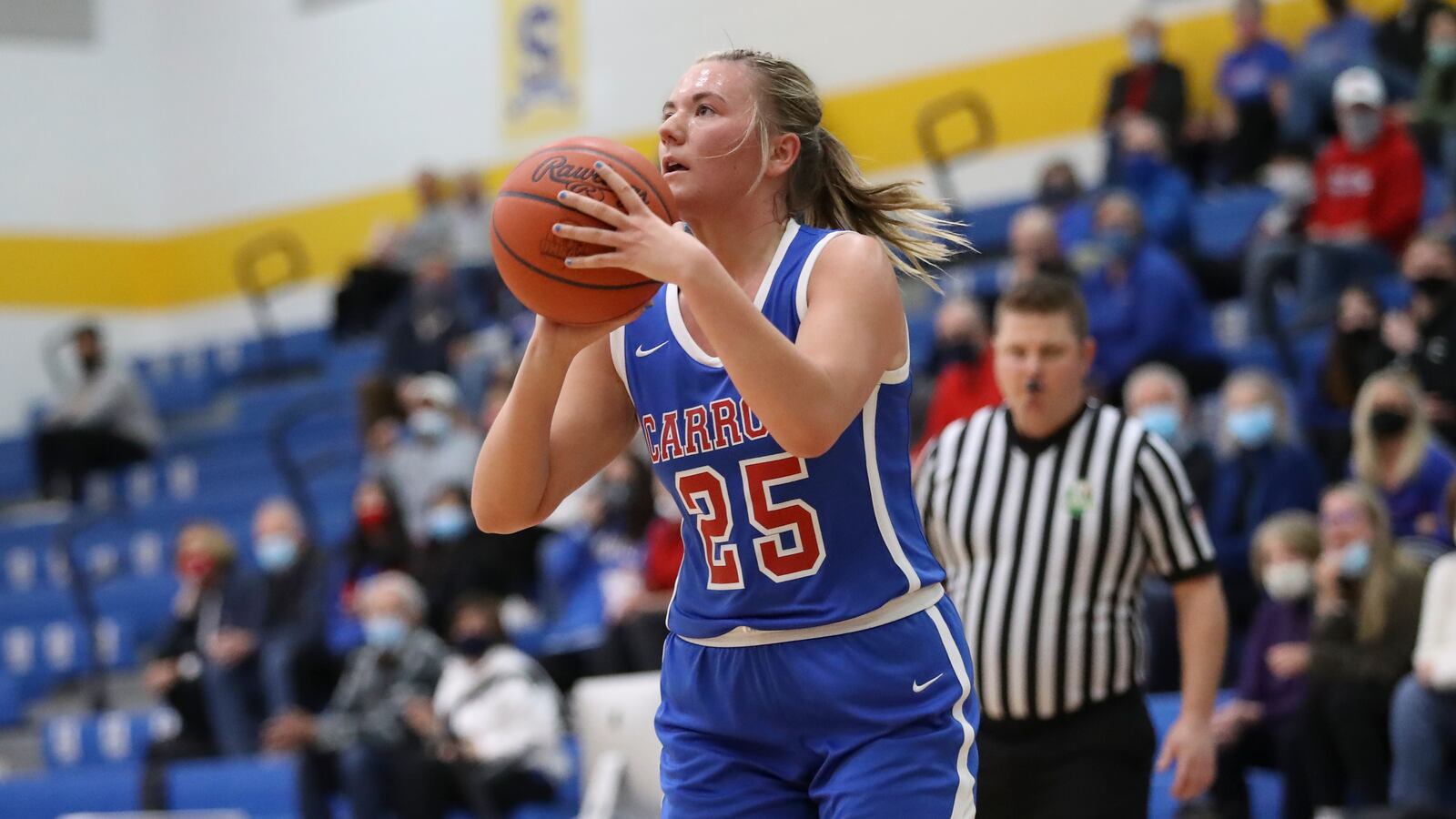 Carroll's Megan Leraas puts up a shot against Valley View during Tuesday's Division II regional semifinal at Springfield. Michael Cooper/CONTRIBUTED