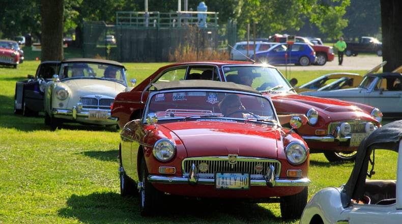 Tony Shoviak from Waterville, Ohio, arrives at British Car Day in his MGB. 2017 Photograph by Skip Peterson