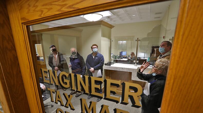 Clark County commissioners are lifting the mask requirement in county buildings for those who have been vaccinated against COVID -19. BILL LACKEY/STAFF